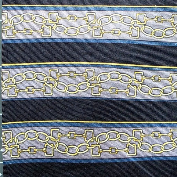 Tie Paolo Gucci Necktie Black Gold Chain Stripe Patterned Business Career - Picture 2 of 7